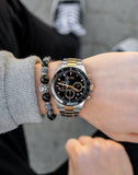 Hugo Boss Here Chronograph Black Dial Two Tone Steel Strap Watch for Men - 1513757