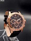 Hugo Boss Ikon Black Dial Black Leather Strap Watch for Men - 1513179