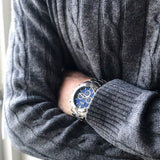 Hugo Boss Ikon Blue Dial Silver Steel Strap Watch for Men - 1512963