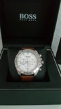 Hugo Boss Ikon White Dial Brown Leather Strap Watch for Men - 1513175