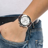 Hugo Boss Ikon White Dial Brown Leather Strap Watch for Men - 1513175