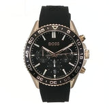 Hugo Boss Runner Chronograph Black Dial Black Silicone Strap Watch for Men - 1514168