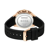 Hugo Boss Runner Chronograph Black Dial Black Silicone Strap Watch for Men - 1514168