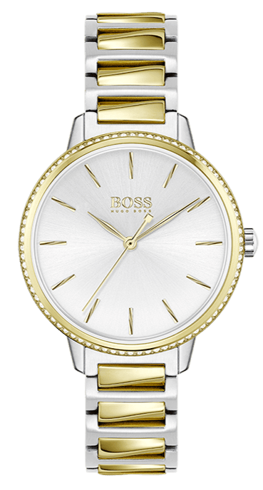Hugo Boss Signature Silver Dial Two Tone Steel Strap Watch for Women - 1502568