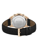 Hugo Boss Skymaster Chronograph Blue Dial Black Leather Strap Watch for Men - 1513783