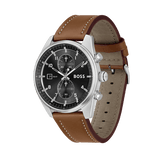 Hugo Boss Skytraveller Chronograph Black Dial Blue Leather Strap Watch for Men - 1514161