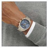 Hugo Boss Skytraveller Chronograph Blue Dial Two Tone Steel Strap Watch for Men - 1514247