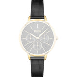 Hugo Boss Symphony Black Dial Black Mesh Bracelet Watch for Women - 1502601