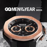 Hugo Boss Taper Chronograph Black Dial Black Steel Strap Watch for Men - 1514090