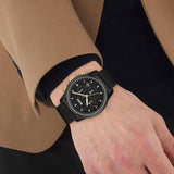 Hugo Boss Trace Chronograph Black Dial Black Leather Strap Watch for Men - 1514003