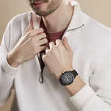 Hugo Boss Trace Chronograph Black Dial Black Leather Strap Watch for Men - 1514003