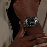 Hugo Boss Troper Chronograph Automatic Black Dial Silver Steel Strap Watch for Men - 1514202