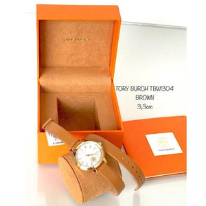 Tory Burch Collins Quartz White Dial Brown Leather Strap Watch for Women - TBW1304