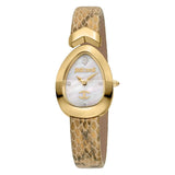 Just Cavalli Diversa Snake Mother of Pearl Dial Brown Leather Strap Watch for Women - JC1L321L0025