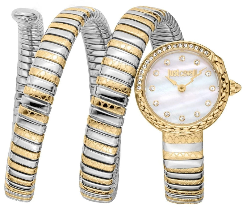 Just Cavalli Enchanting Mother of Pearl Dial Two Tone Steel Strap Watch for Women - JC1L302M0055