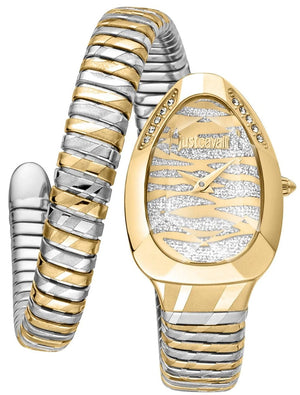 Just Cavalli Taglio Silver Dial Two Tone Steel Strap Watch for Women - JC1L225M0075