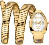 Just Cavalli Vezzoso White Dial Gold Steel Strap Watch for Women - JC1L230M0035