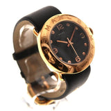 Marc Jacobs Amy Black Dial Black Leather Strap Watch for Women - MBM1225
