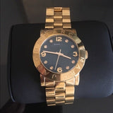 Marc Jacobs Amy Blue Dial Gold Steel Strap Watch for Women - MBM3166