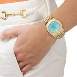 Marc Jacobs Amy Blue Dial Gold Steel Strap Watch for Women - MBM3220