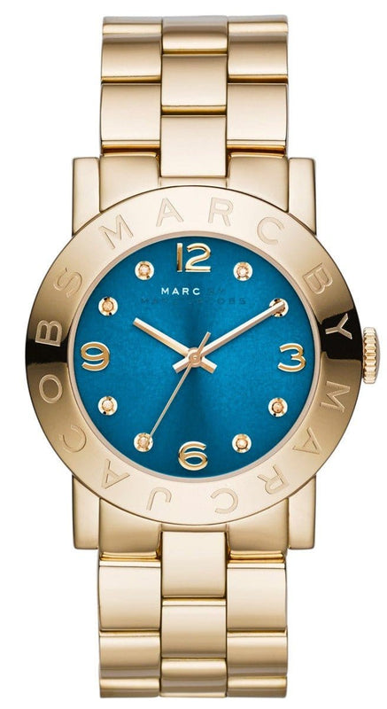 Marc Jacobs Amy Blue Dial Gold Steel Strap Watch for Women - MBM3303