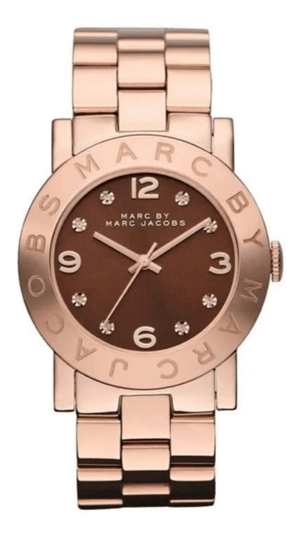 Marc Jacobs Amy Brown Dial Rose Gold Steel Strap Watch for Women - MBM3167