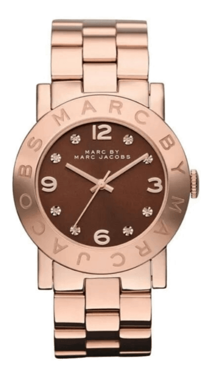 Marc Jacobs Amy Brown Dial Rose Gold Steel Strap Watch for Women - MBM3167