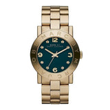 Marc Jacobs Amy Green Dial Gold Steel Strap Watch for Women - MBM8609