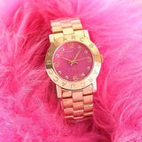 Marc Jacobs Amy Pink Dial Rose Gold Steel Strap Dial Watch for Women - MBM8625