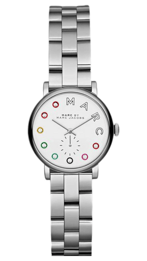 Marc Jacobs Baker Dexter White Dial Silver Steel Strap Watch for Women - MBM3423