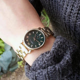 Marc Jacobs Baker Green Dial Gold Steel Strap Watch for Women - MBM3249
