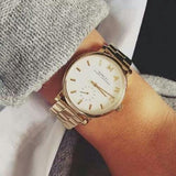 Marc Jacobs Baker White Dial Gold Steel Strap Watch for Women - MBM3243