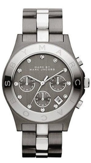 Marc Jacobs Blade Chronograph Black Dial Two Tone Steel Strap Watch for Women - MBM3179