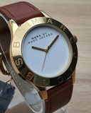 Marc Jacobs Blade White Dial Brown Leather Strap Watch for Women - MBM1218