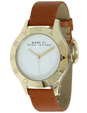 Marc Jacobs Blade White Dial Brown Leather Strap Watch for Women - MBM1218