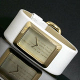 Marc Jacobs Champagne Dial White Leather Strap Watch for Women - MBM2043