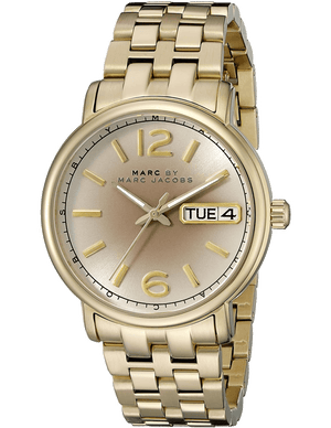 Marc Jacobs Fergus Gunmetal Grey Dial Gold Steel Strap Watch for Women - MBM3429