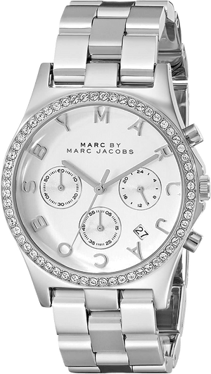 Marc Jacobs Henry Chronograph Silver Dial Silver Steel Strap Watch for Women - MBM3104