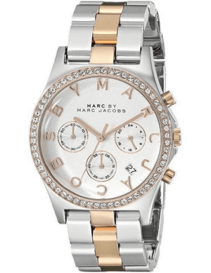 Marc Jacobs Henry Chronograph Silver Dial Two Tone Steel Strap Watch for Women - MBM3106