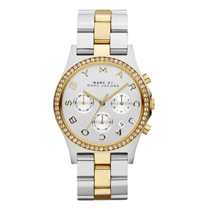 Marc Jacobs Henry Chronograph Silver Dial Two Tone Steel Strap Watch for Women - MBM3197