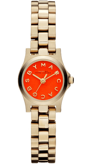 Marc Jacobs Henry Dinky Red Dial Gold Steel Strap Watch for Women - MBM3202