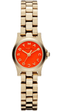 Marc Jacobs Henry Dinky Red Dial Gold Steel Strap Watch for Women - MBM3202