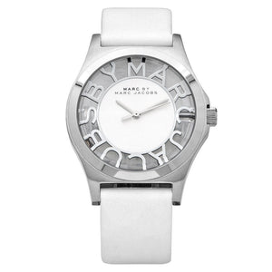 Marc Jacobs Henry Skeleton White Dial White Leather Strap Watch for Women - MBM1241