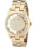Marc Jacobs Henry Transparent Gold Dial Gold Steel Strap Watch for Women - MBM3206