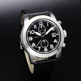 Marc Jacobs Larry Chronograph Black Dial Black Leather Strap Watch for Men - MBM5033