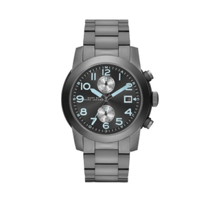 Marc Jacobs Larry Chronograph Black Dial Grey Steel Strap Watch for Men - MBM5051