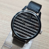 Marc Jacobs Lidia Stripe Glitz Black Dial Black Leather Strap Watch for Women - MBM1166