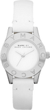 Marc Jacobs Mini Blade White Dial White Leather Strap Watch for Women - MBM1206