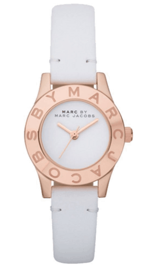 Marc Jacobs Mini Blade White Dial White Leather Strap Watch for Women - MBM1207