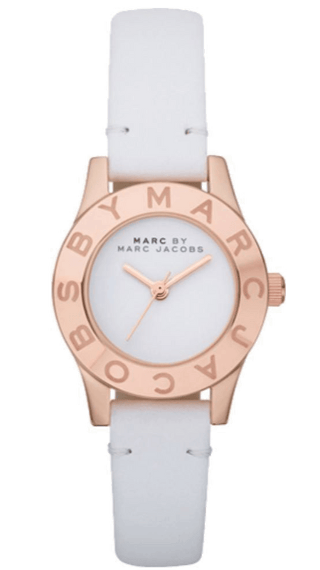 Marc Jacobs Mini Blade White Dial White Leather Strap Watch for Women - MBM1207